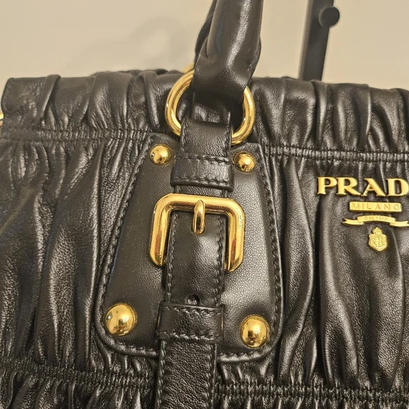 Prada Nappa Gaufre Ruched Leather Tote - Picture 4 of 14